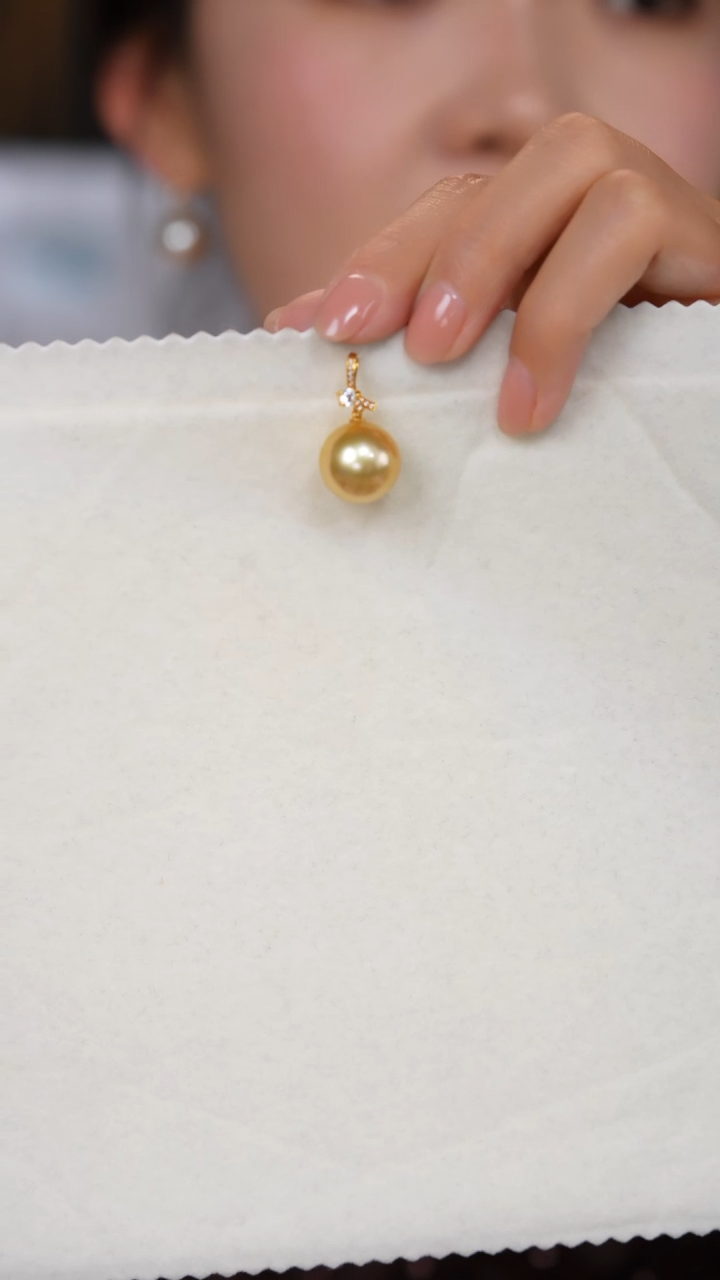 【闪购商品】海水珍珠吊坠(不含链)18K金镶嵌金珠14-15mm