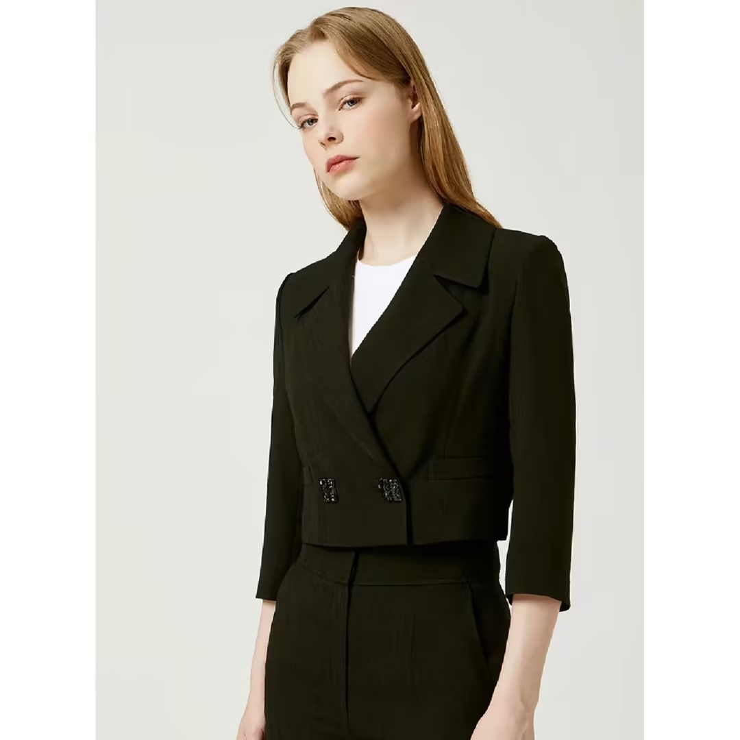 成衣进口气质显瘦短款时尚修身西装上衣J232MSF120BK9