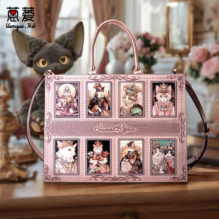 蒽薆SweetRose原创设计洛可可猫咪主题手提小方包女时尚百搭包包