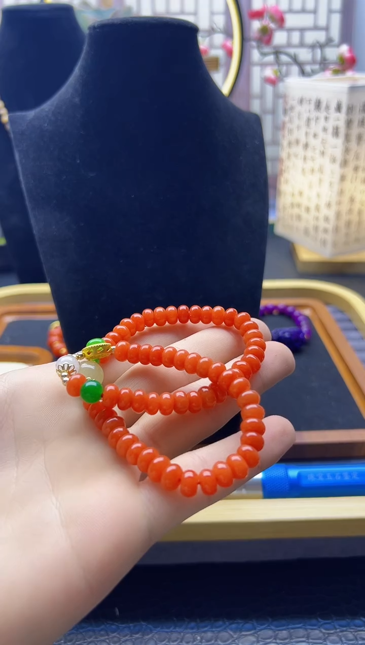 【闪购商品】南红玛瑙手链14K金镶嵌S178     