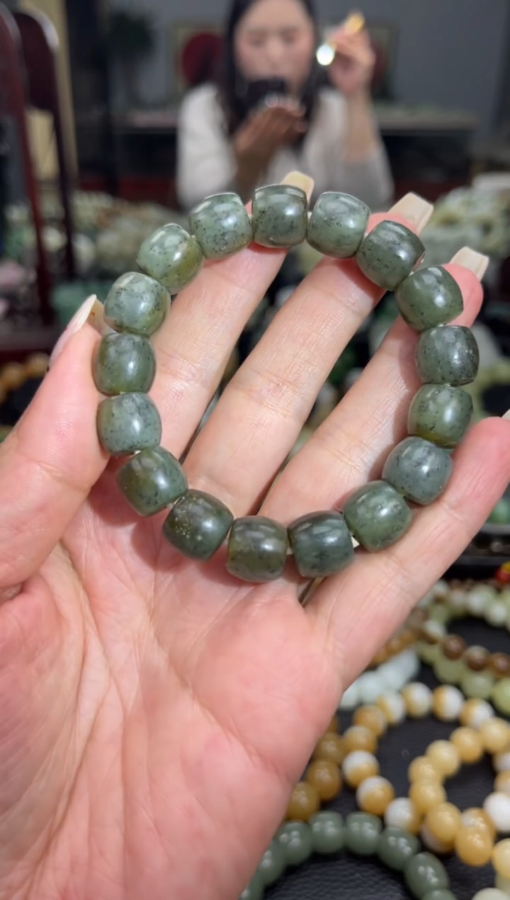 【闪购商品】和田玉手串未镶嵌新疆且末糖青花卡12