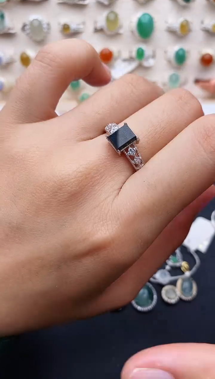 【闪购商品】翡翠戒指银S925镶嵌缅甸翡翠