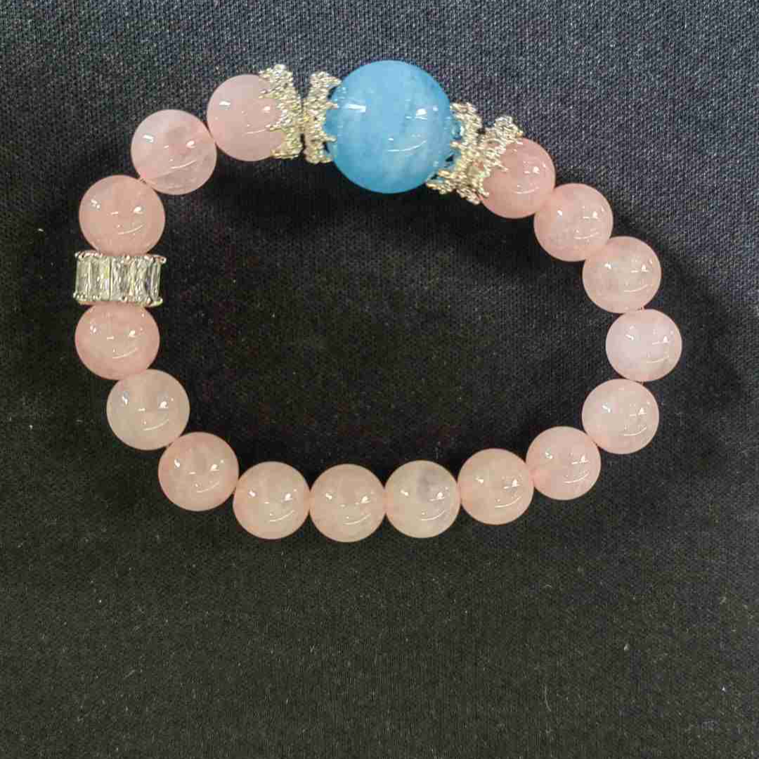 粉水晶海蓝宝合金手串（FL240）