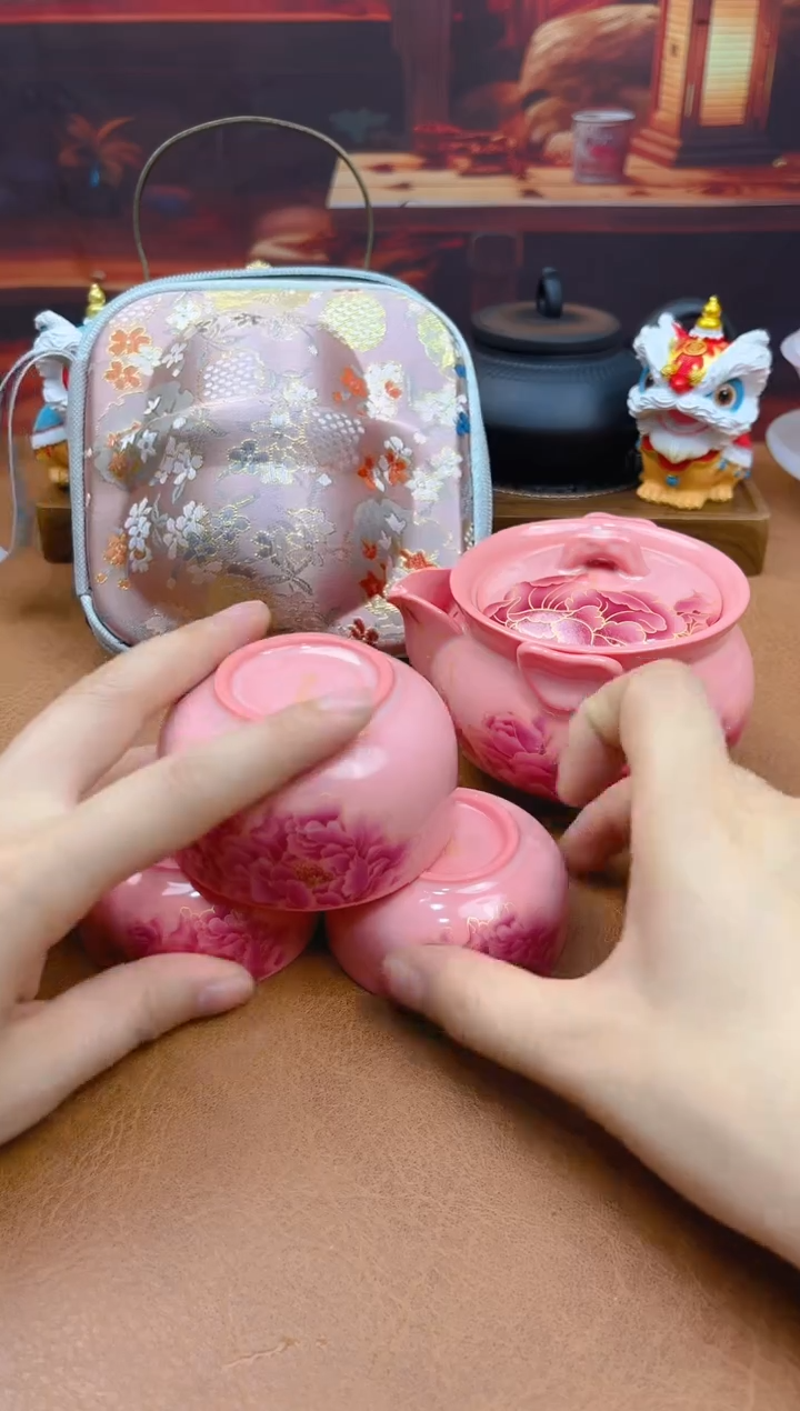 陶瓷茶具摆件旅行套组