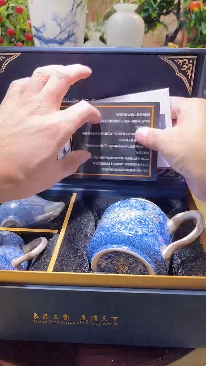 瓷片德艺茶器直播间@@青花银壶2杯