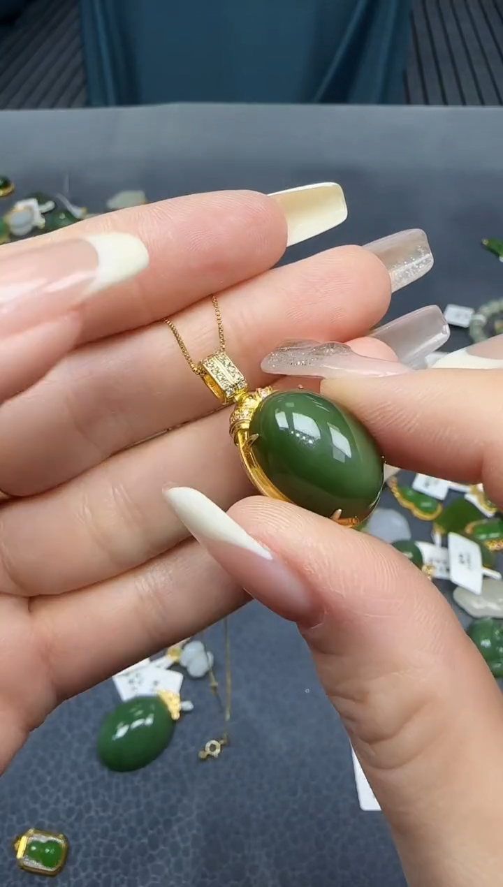 【闪购商品】和田玉挂件银S925镶嵌不含链