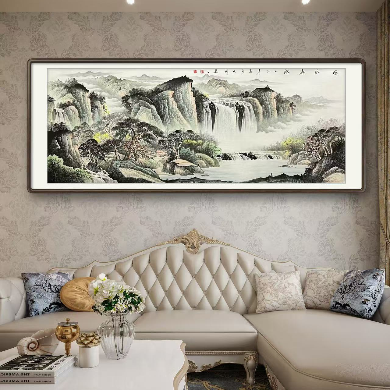 纯手绘《富水长流》手工画宣纸国画客厅餐厅办公室书房挂画作品