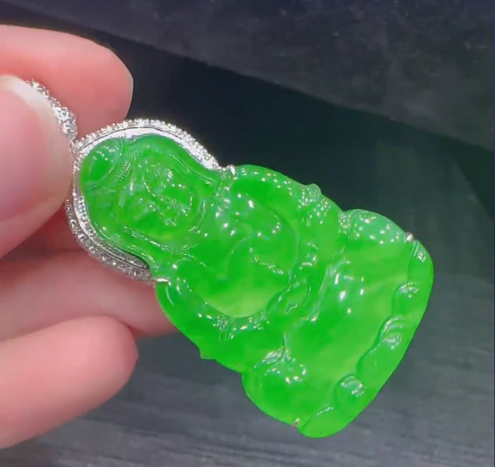 天然翡翠A货18K金镶