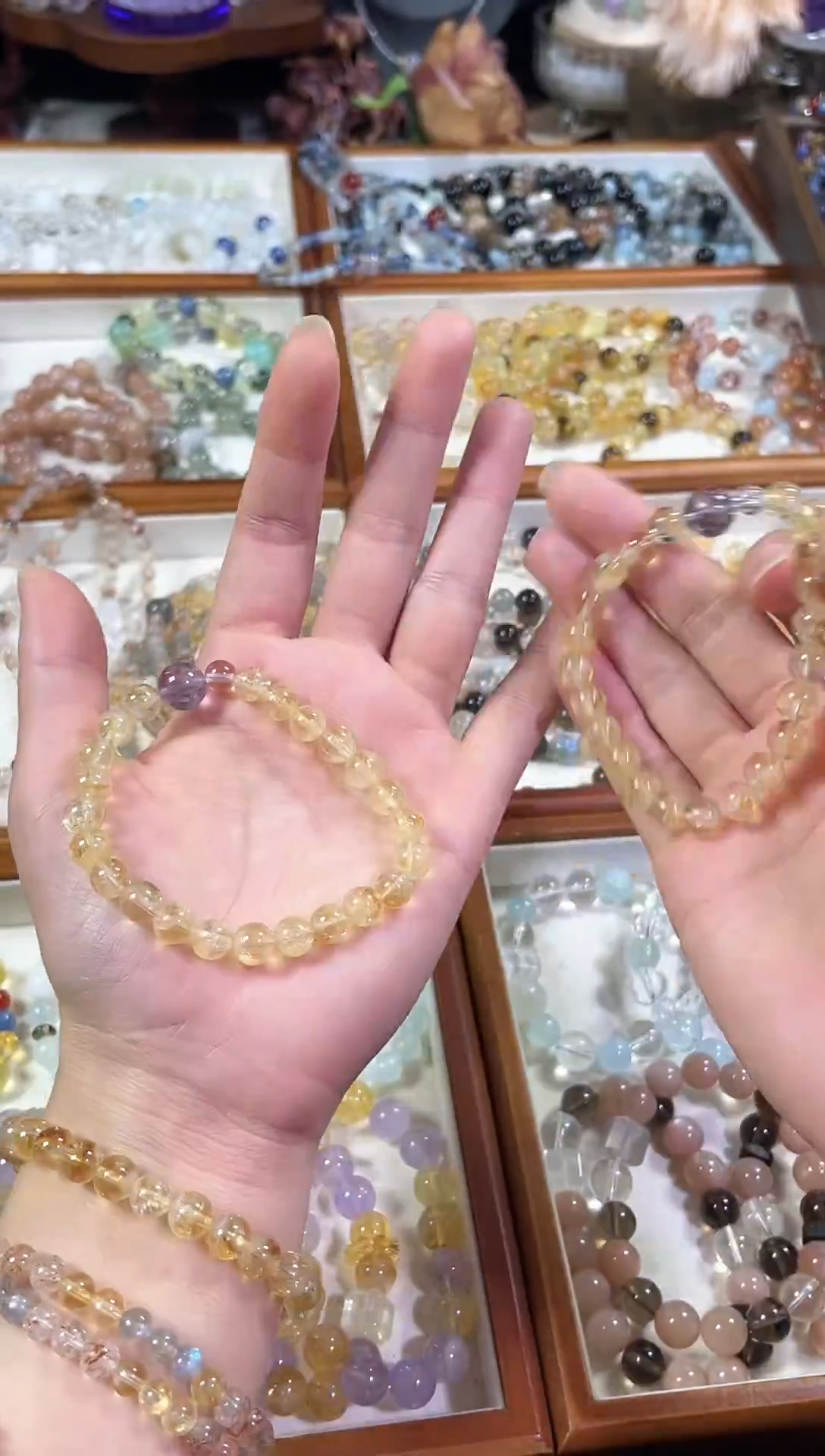 未镶嵌手串水晶天然高品透体黄塔晶紫水晶手串