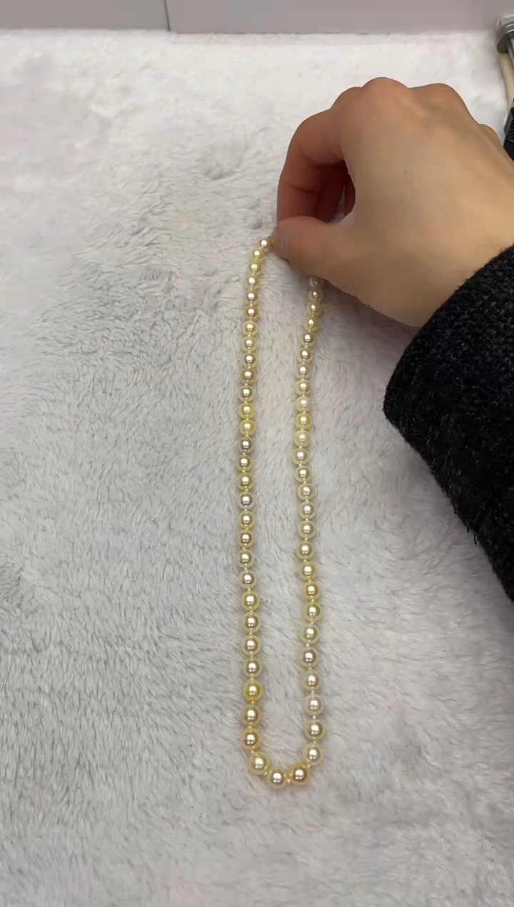 【闪购商品】海水珍珠项链银S925镶嵌AK羽皇金6.5-7mm（多样性发一）