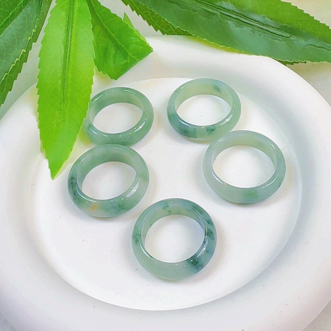 官方认证天然翡翠A货女士素圈戒圈半山半水戒指（多样性发其一）