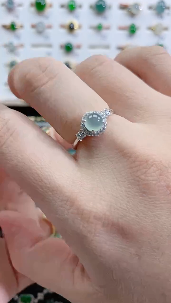 银S925镶嵌戒指翡翠天然翡翠