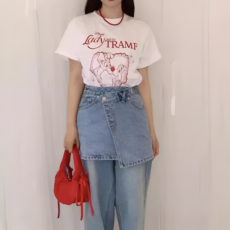 G1020-{恋爱汪汪}亚麻懒人棉短袖T 女款印花宽松透气百搭