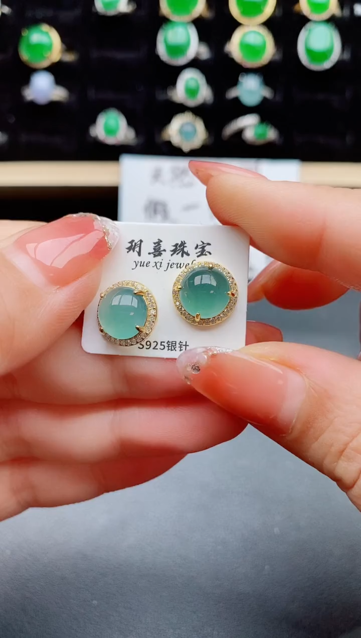 【闪购商品】翡翠耳饰银S925镶嵌12212