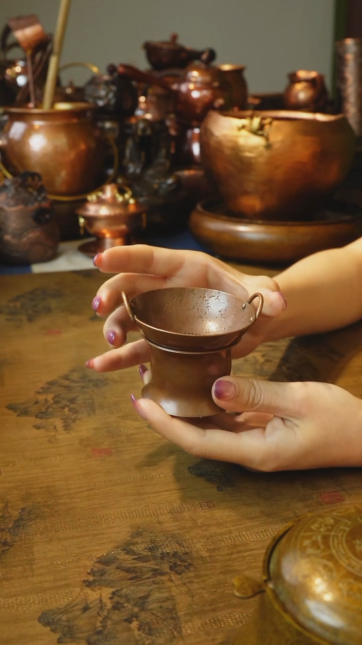 纯紫铜小锅漏加托套装