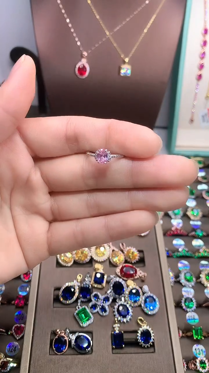 【闪购商品】蓝宝石戒指银S925镶嵌白金色57