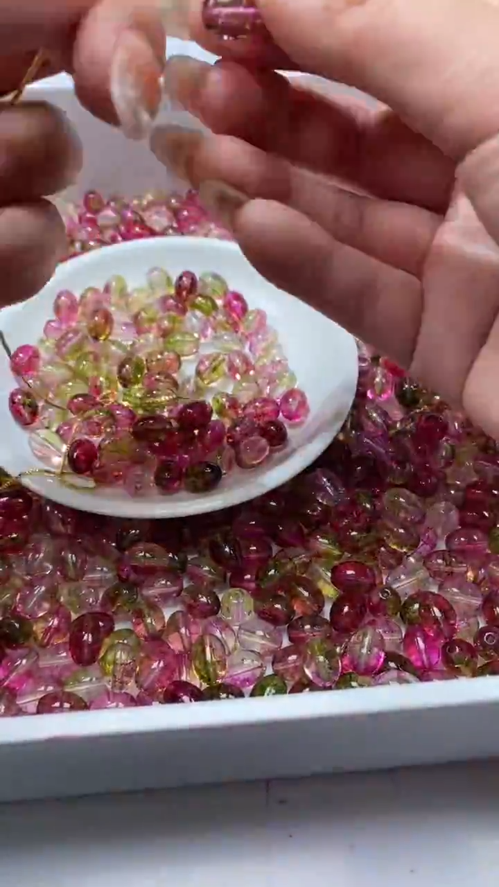 颈饰未镶嵌水晶w3488西瓜碧玺米珠10*8mm*10颗