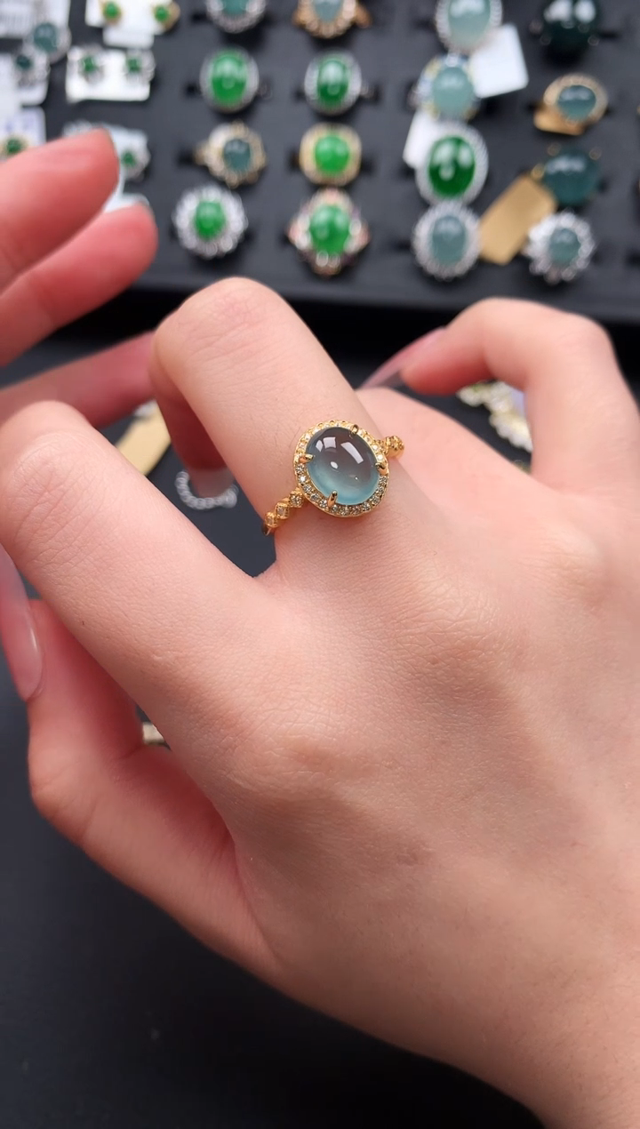 【闪购商品】翡翠戒指银S925镶嵌63141