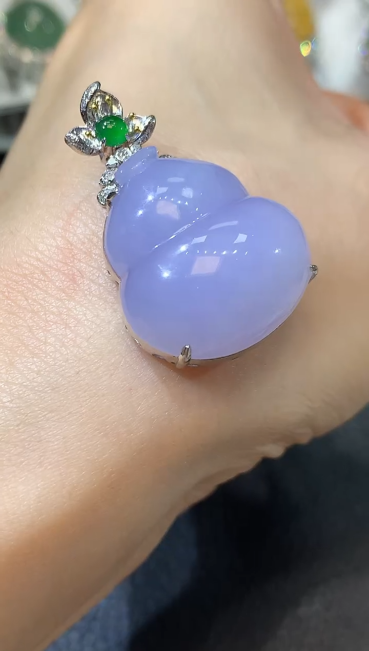 【闪购商品】翡翠吊坠(不含链)18K金镶嵌A31 紫货有一定色差