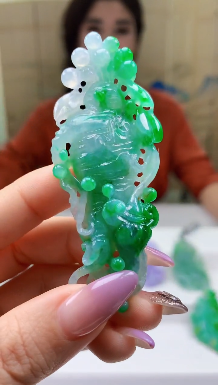 【闪购商品】定制翡翠未镶嵌4829ty-毛货挂件65