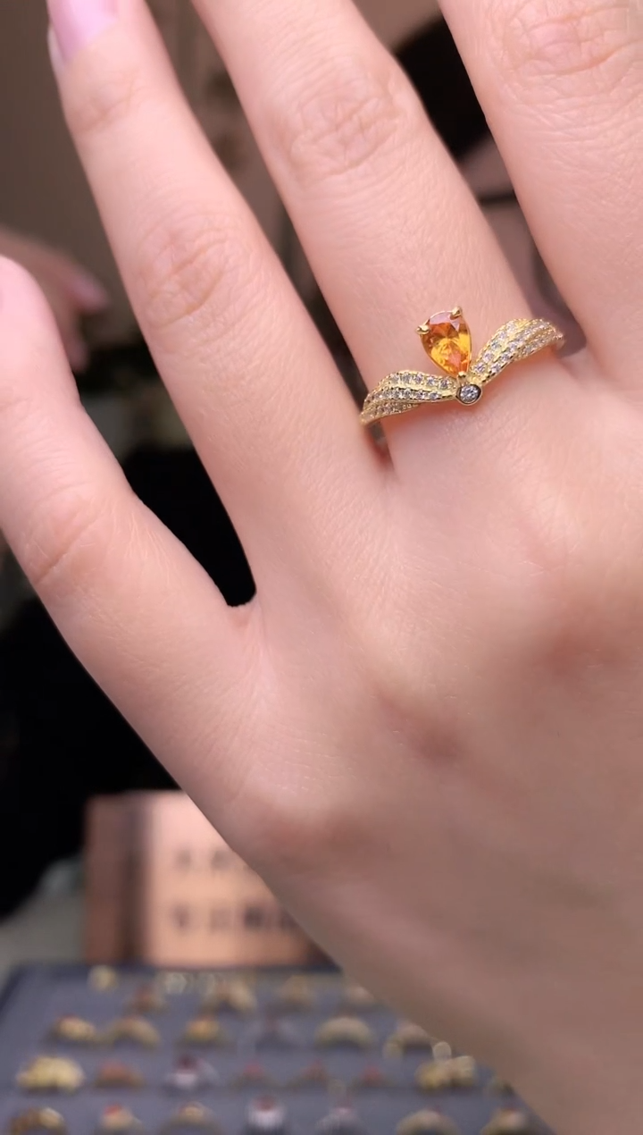 【闪购商品】石榴石戒指银S925镶嵌戒指