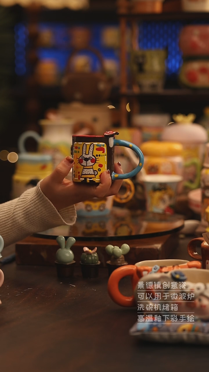 陶瓷景德镇可爱陶瓷釉下彩绘设计师款