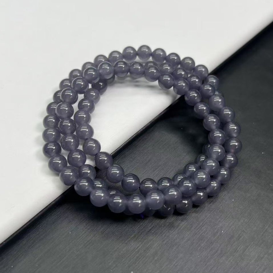 【精品】烟紫多圈6mm手链百搭 A285