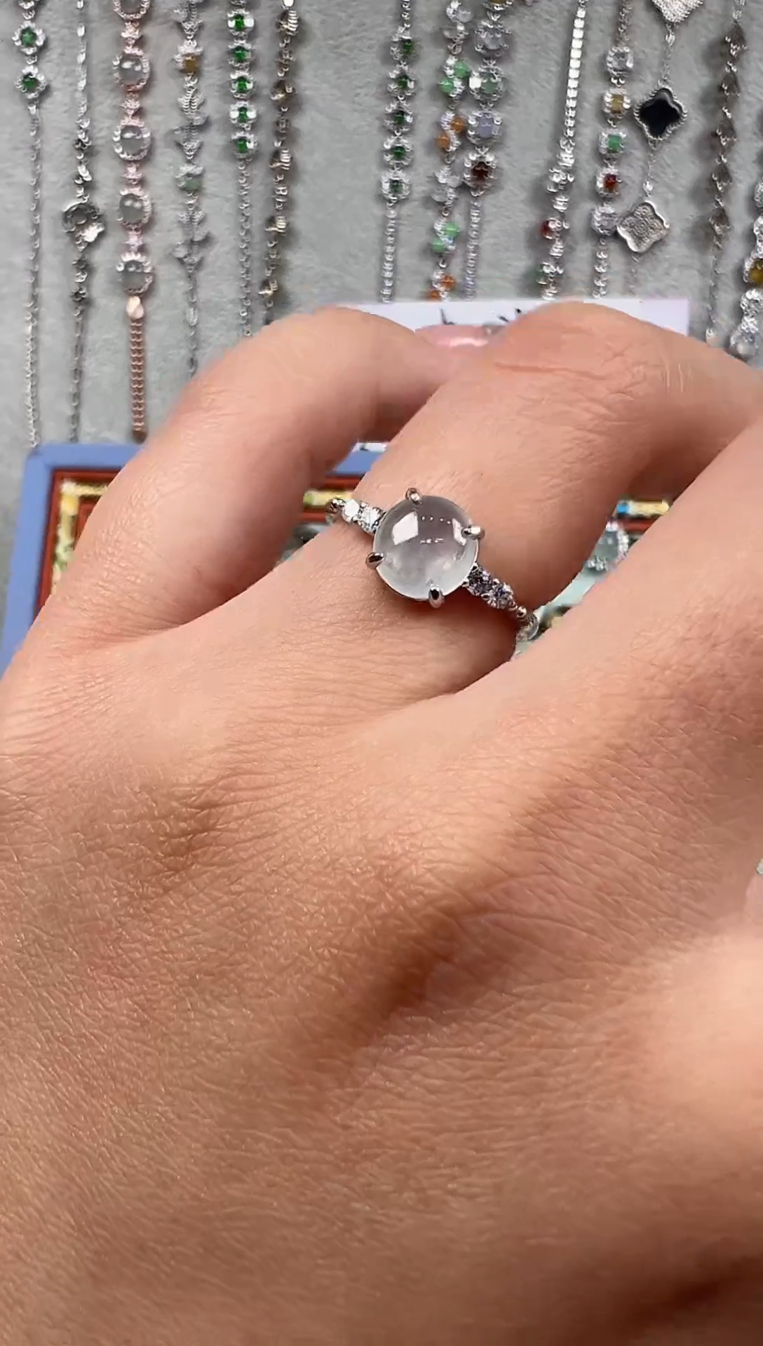 【闪购商品】翡翠戒指银S925镶嵌天然缅料保a保真保天然