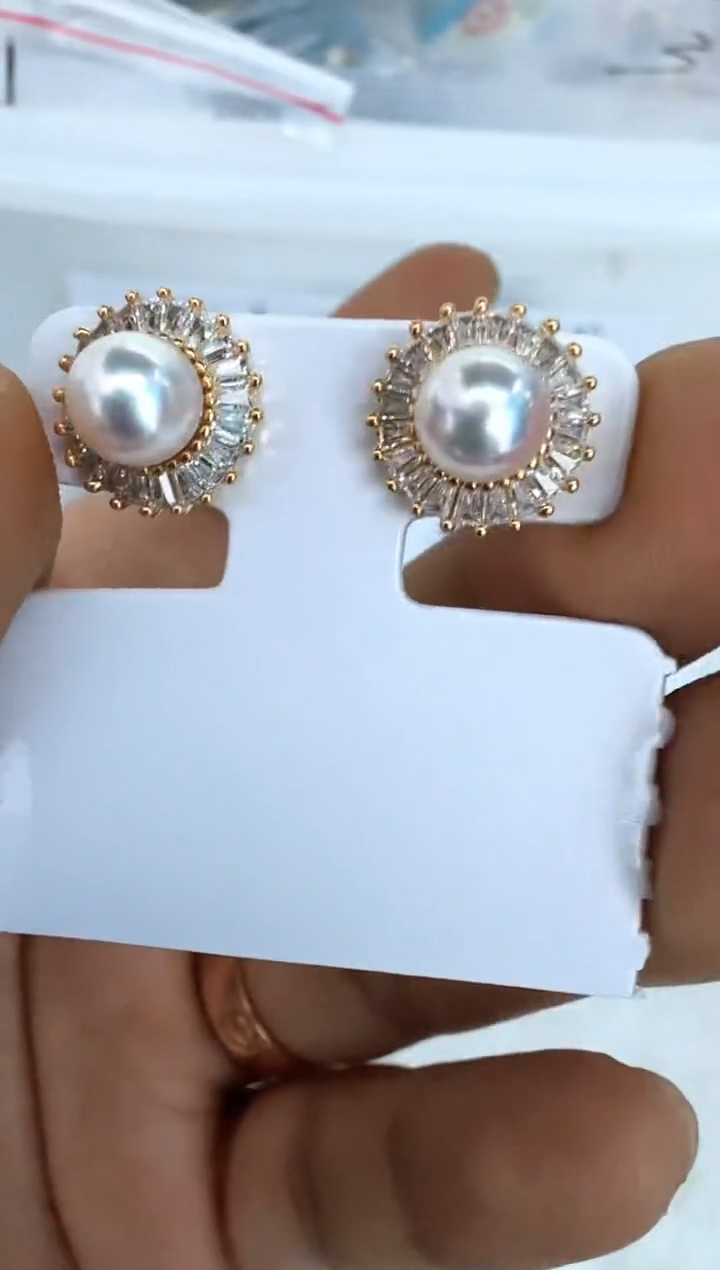 【闪购商品】海水珍珠耳饰银S925镶嵌耳钉