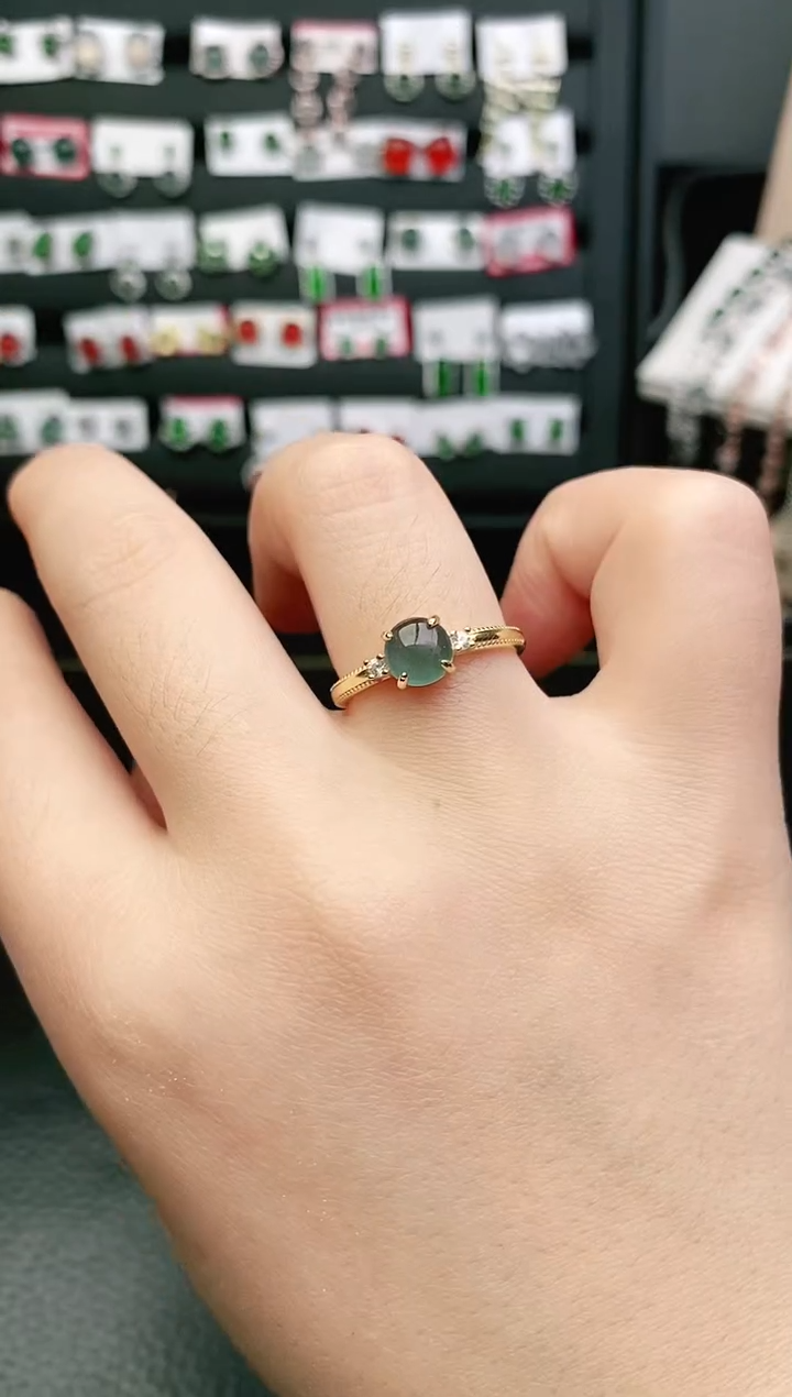 翡翠戒指银S925镶嵌戒指