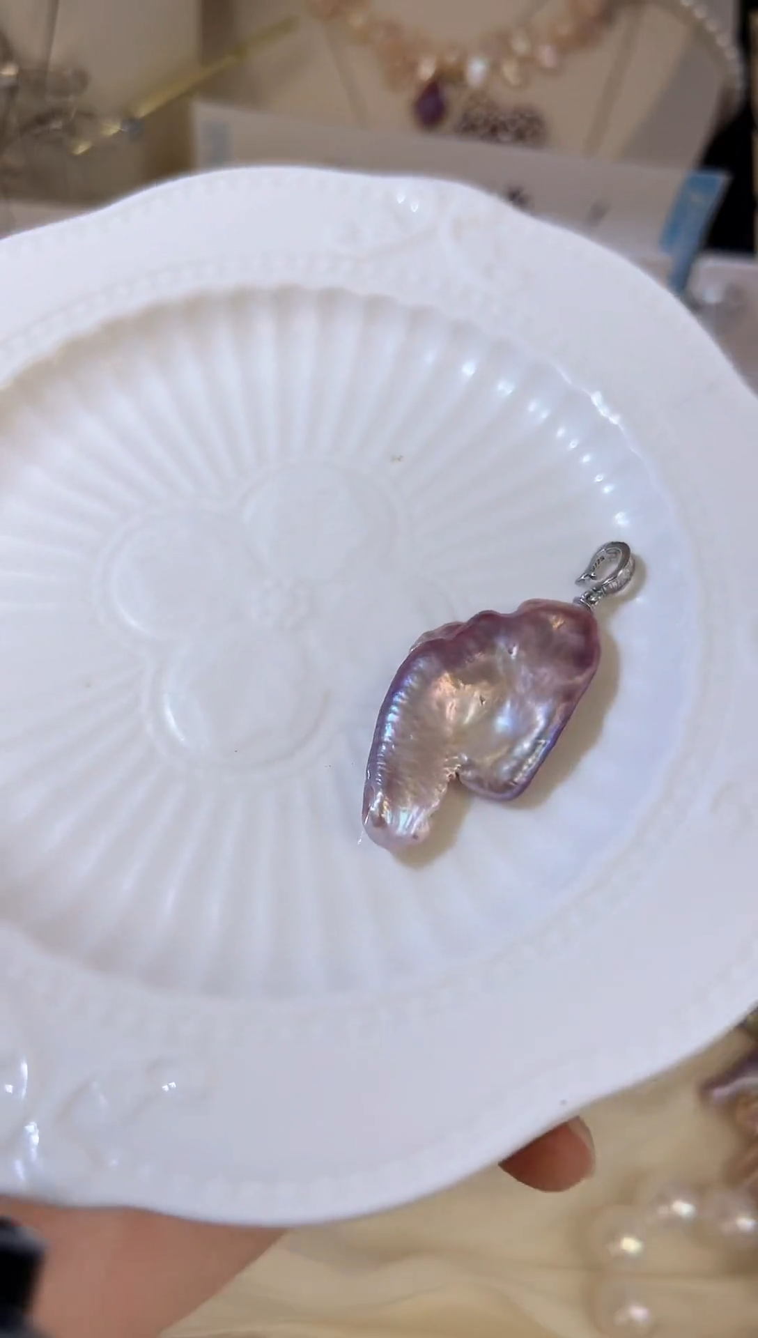 吊坠(不含链)银S925镶嵌淡水珍珠a42