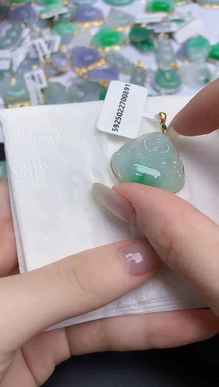 【闪购商品】翡翠颈饰18K金镶嵌天然缅甸翡翠A货