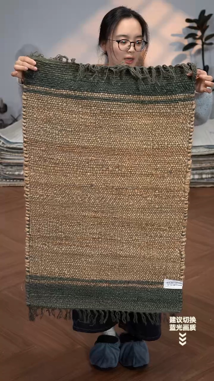 黄麻【60*90】印度进口黄麻地毯【墨绿】