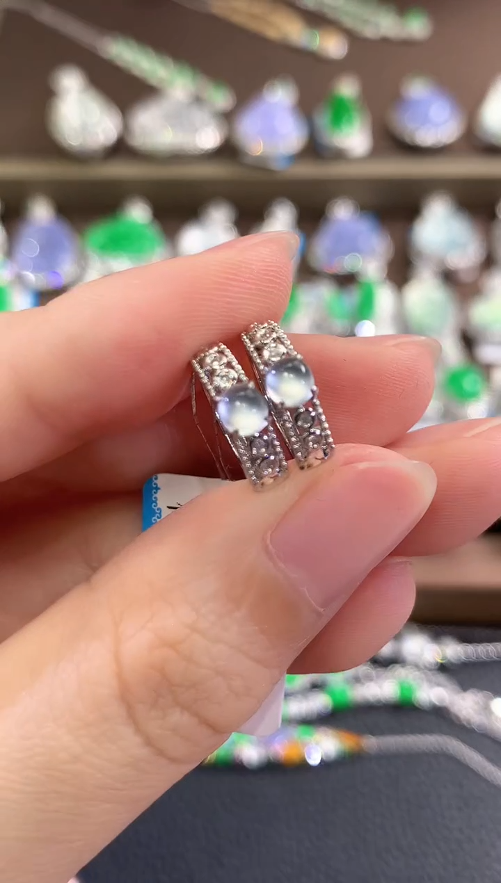 18K金镶嵌翡翠耳饰d8多样性一件发货