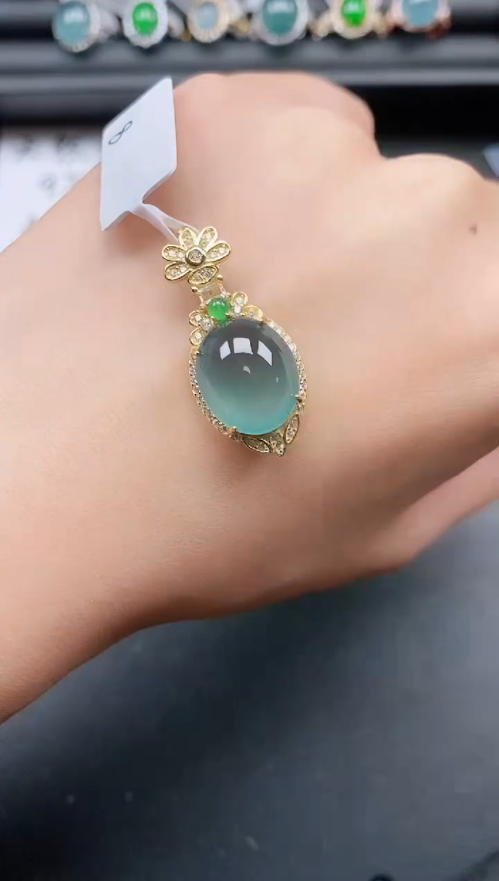 翡翠戒指银S925镶嵌11111