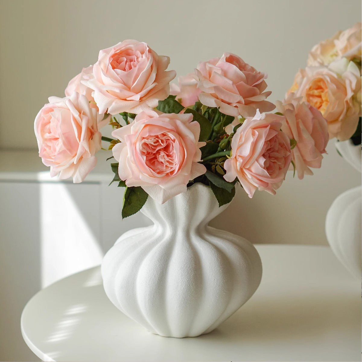 【小田专属】白色法式花瓶陶瓷客厅餐桌装饰摆件轻奢高级感插花花器