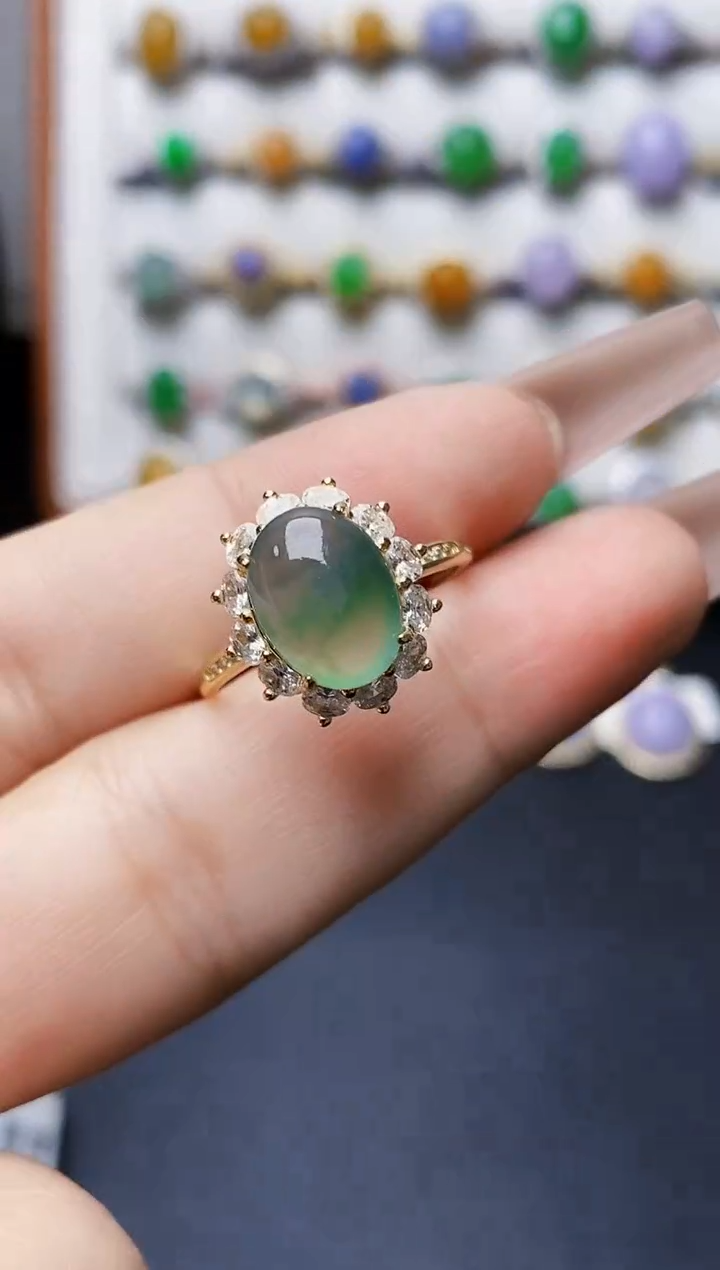 银S925镶嵌戒指翡翠0513