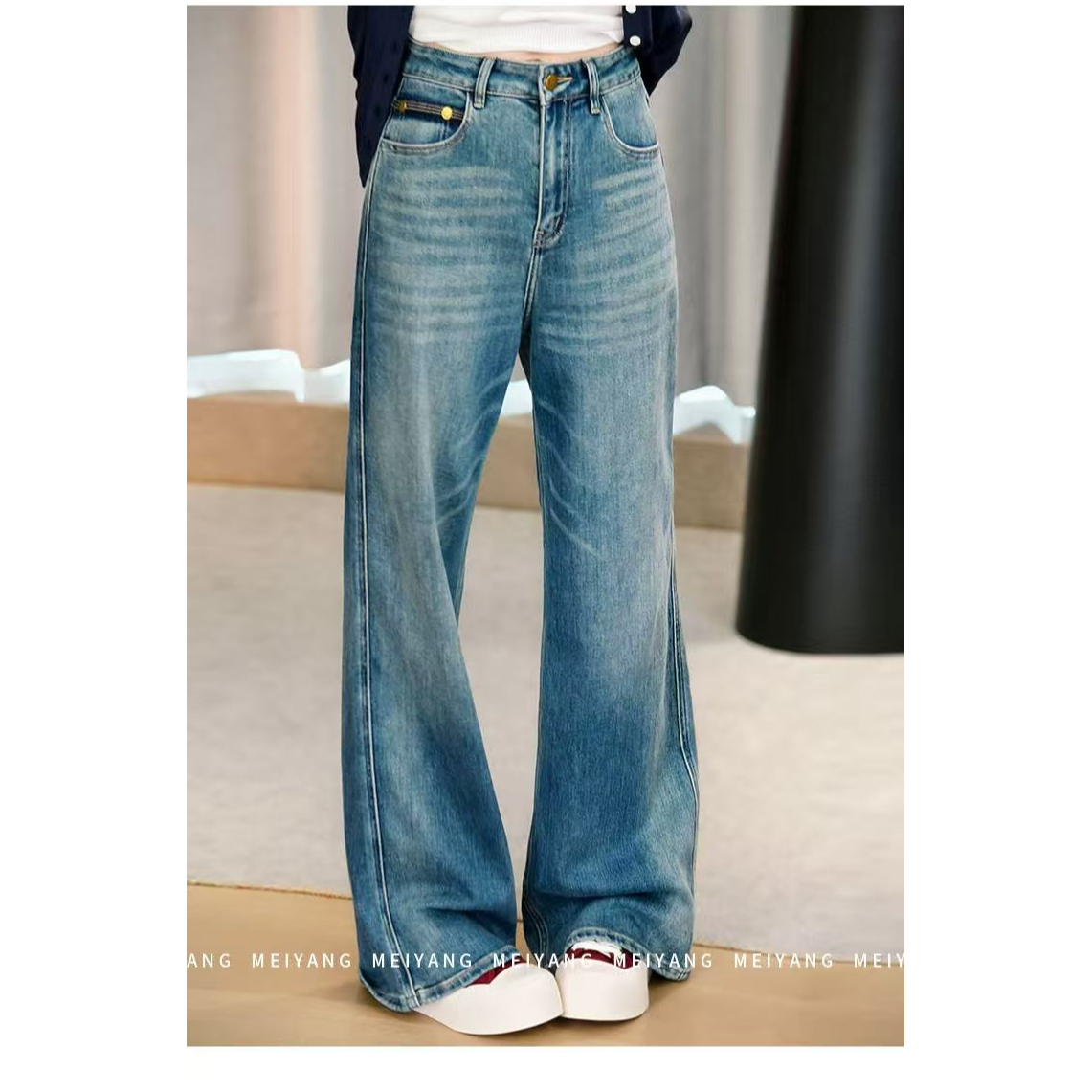 美洋MEIYANG 果冻牛仔裤 双芯纱|Q弹垂坠复古阔腿裤【60系列】