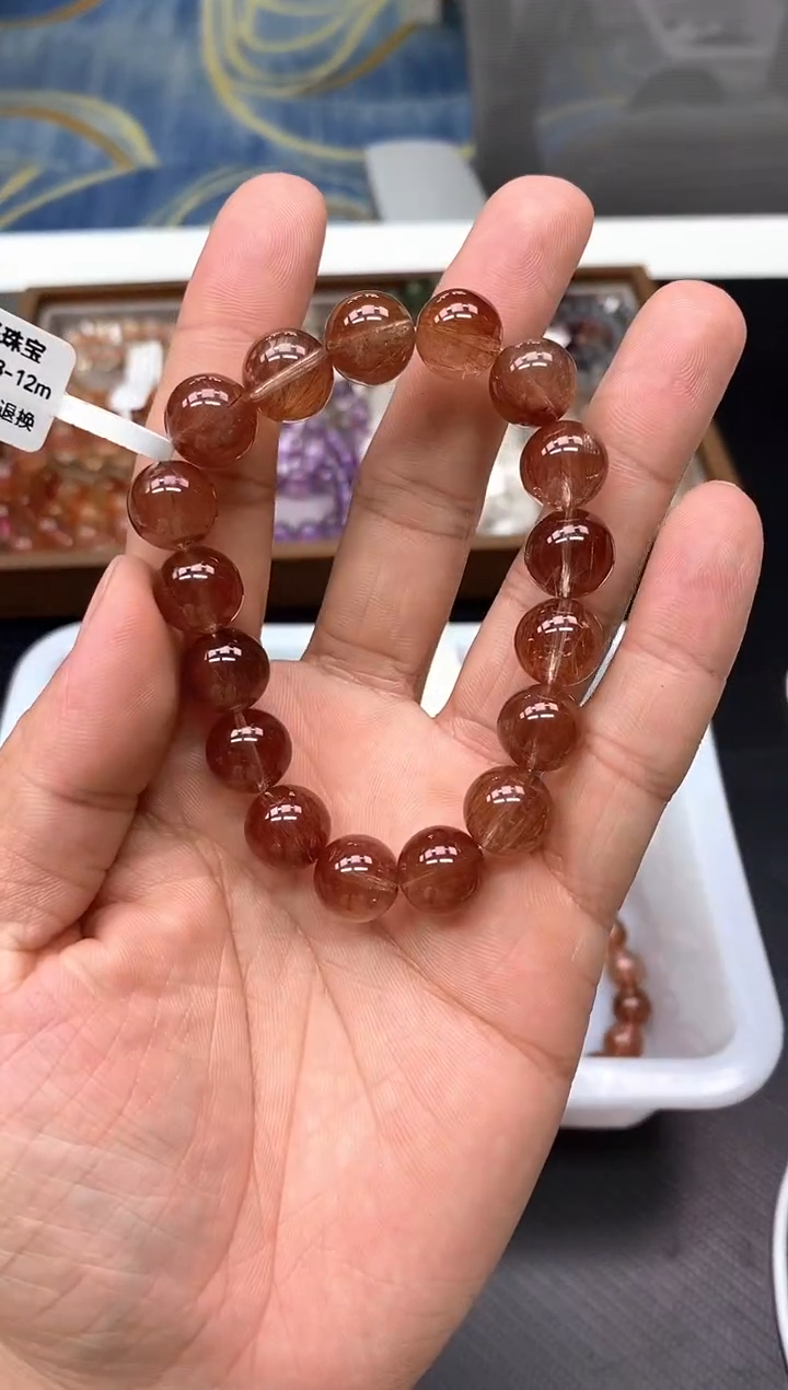 未镶嵌手串水晶13红兔毛12mm