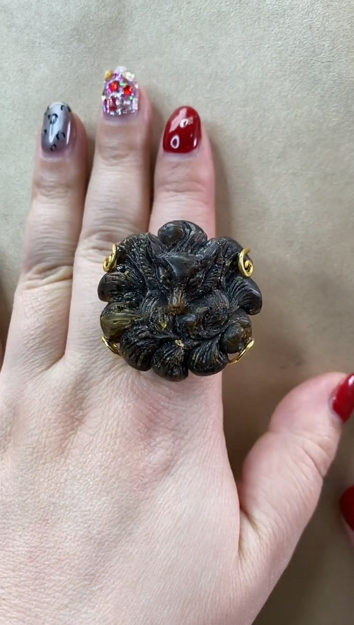 【闪购商品】琥珀戒指银S925镶嵌戒指