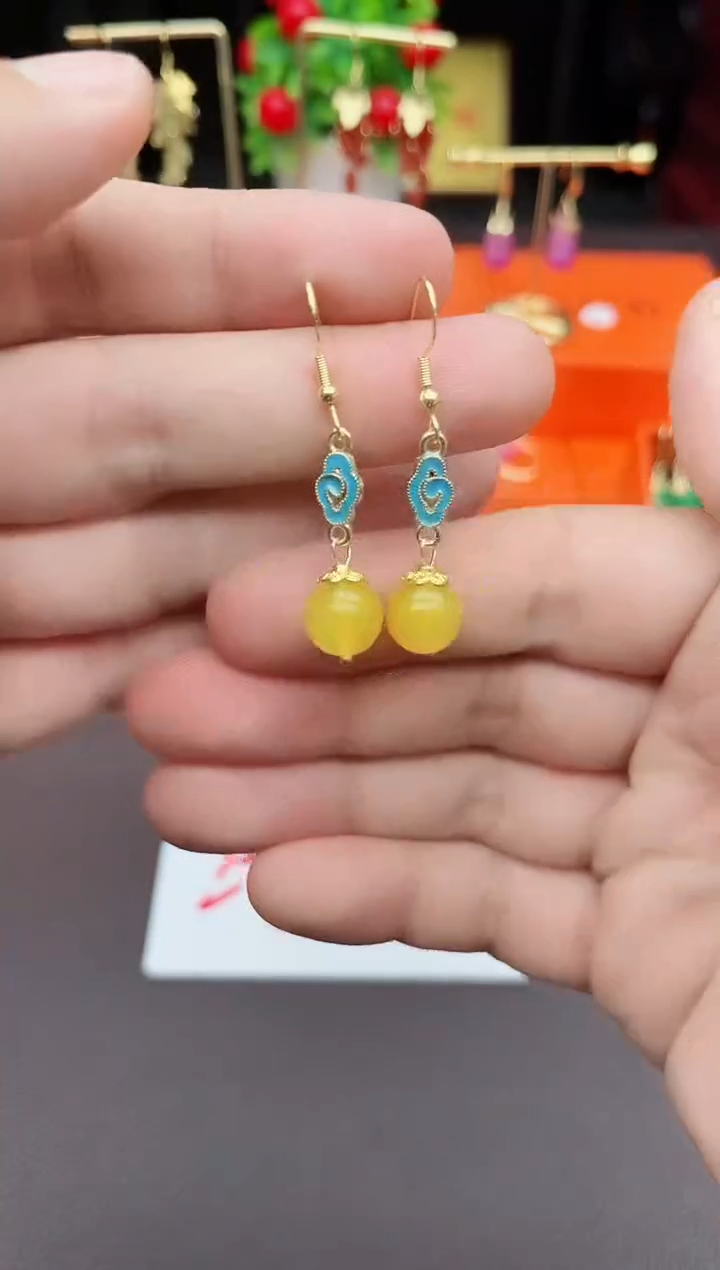 玛瑙/玉髓耳饰银S925镶嵌533000