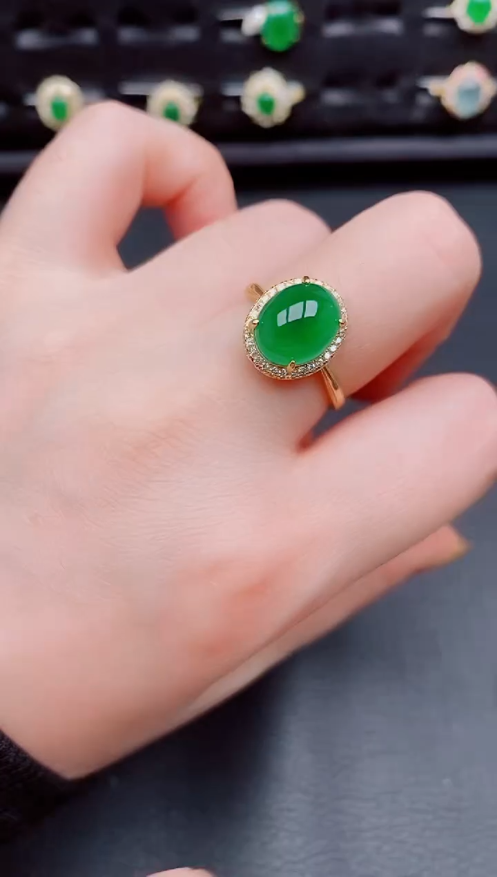 【闪购商品】翡翠戒指银S925镶嵌天然a货翡翠216