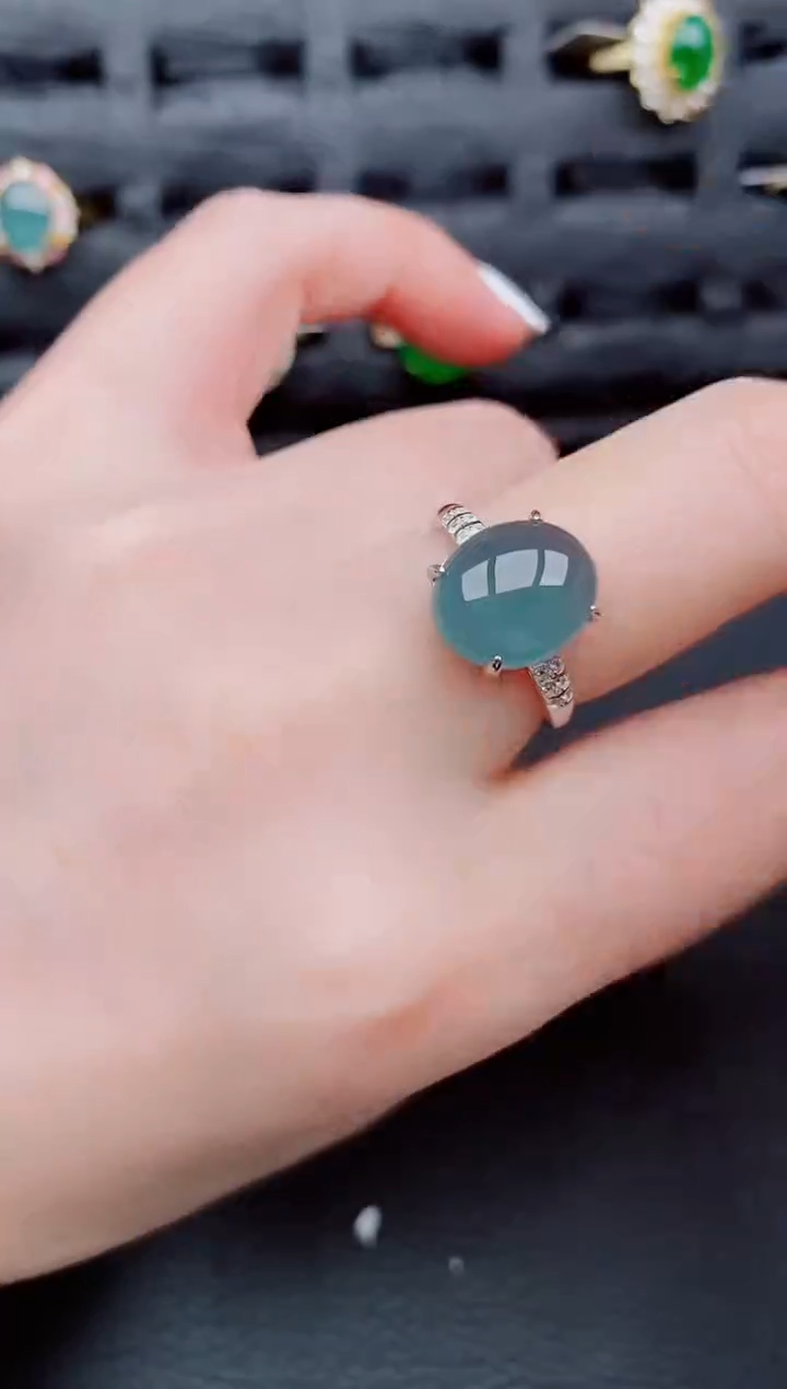 【闪购商品】翡翠戒指银S925镶嵌天然a货翡翠297