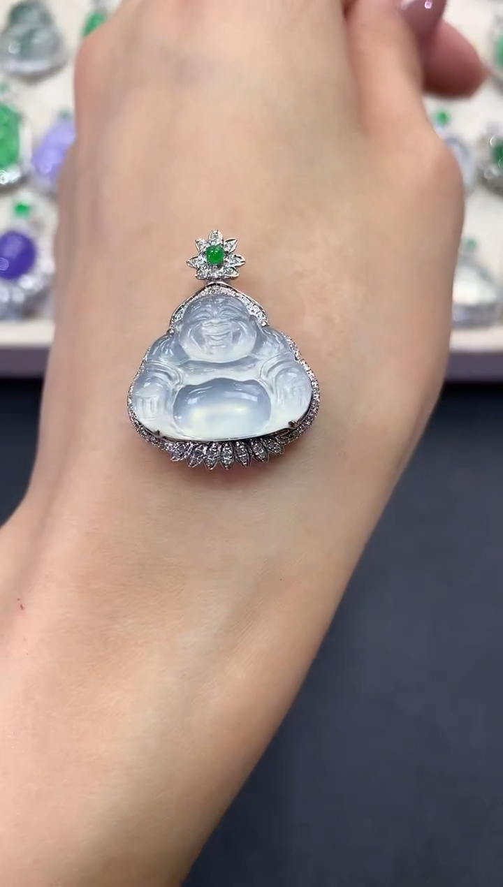 【闪购商品】翡翠吊坠(不含链)18K金镶嵌a31        