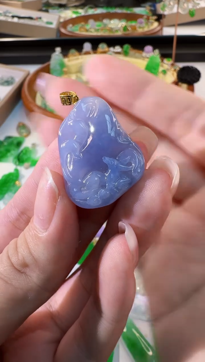 【闪购商品】翡翠18K金镶嵌颈饰缅甸翡翠A货吊坠