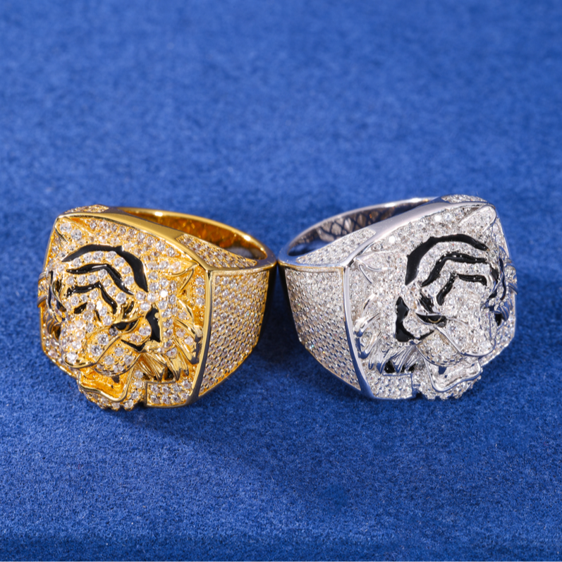 魔匠 925银莫桑石戒指 2026莫桑钻霸气虎头戒指高级感钻戒指男款