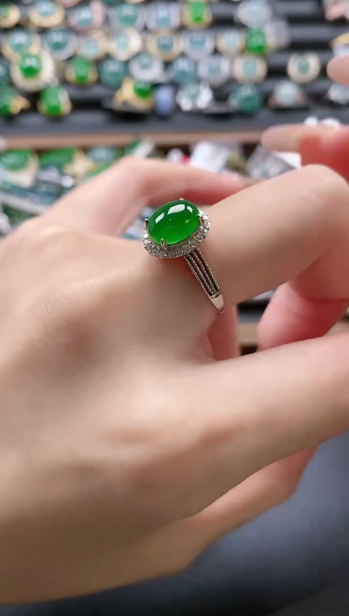 【闪购商品】翡翠戒指银S925镶嵌51511