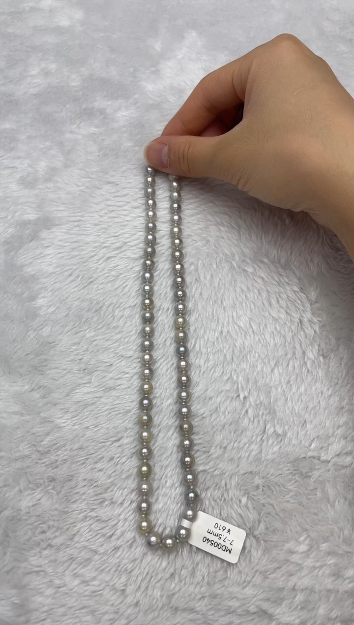 项链银S925镶嵌海水珍珠AK真多麻7-7.5mm