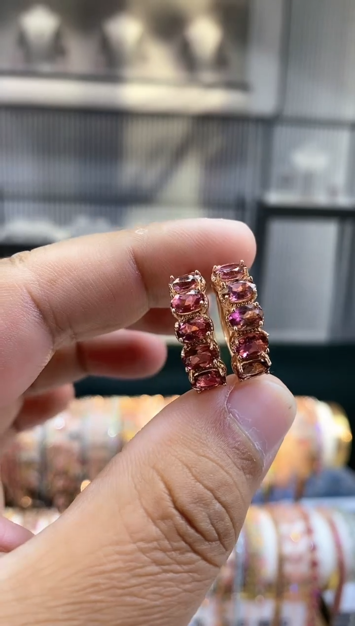 银S925镶嵌耳扣碧玺16615151565656