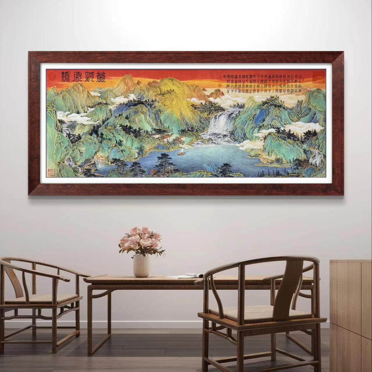 《一帆风顺》杭州锦丝绫布软装裱